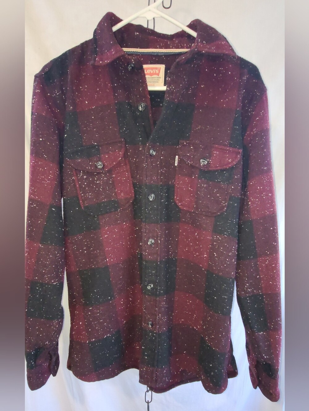 Levi’s 1853501 Wool Blend Speckled Plaid Flannel Shirt Jacket Shacket Mens Mediu